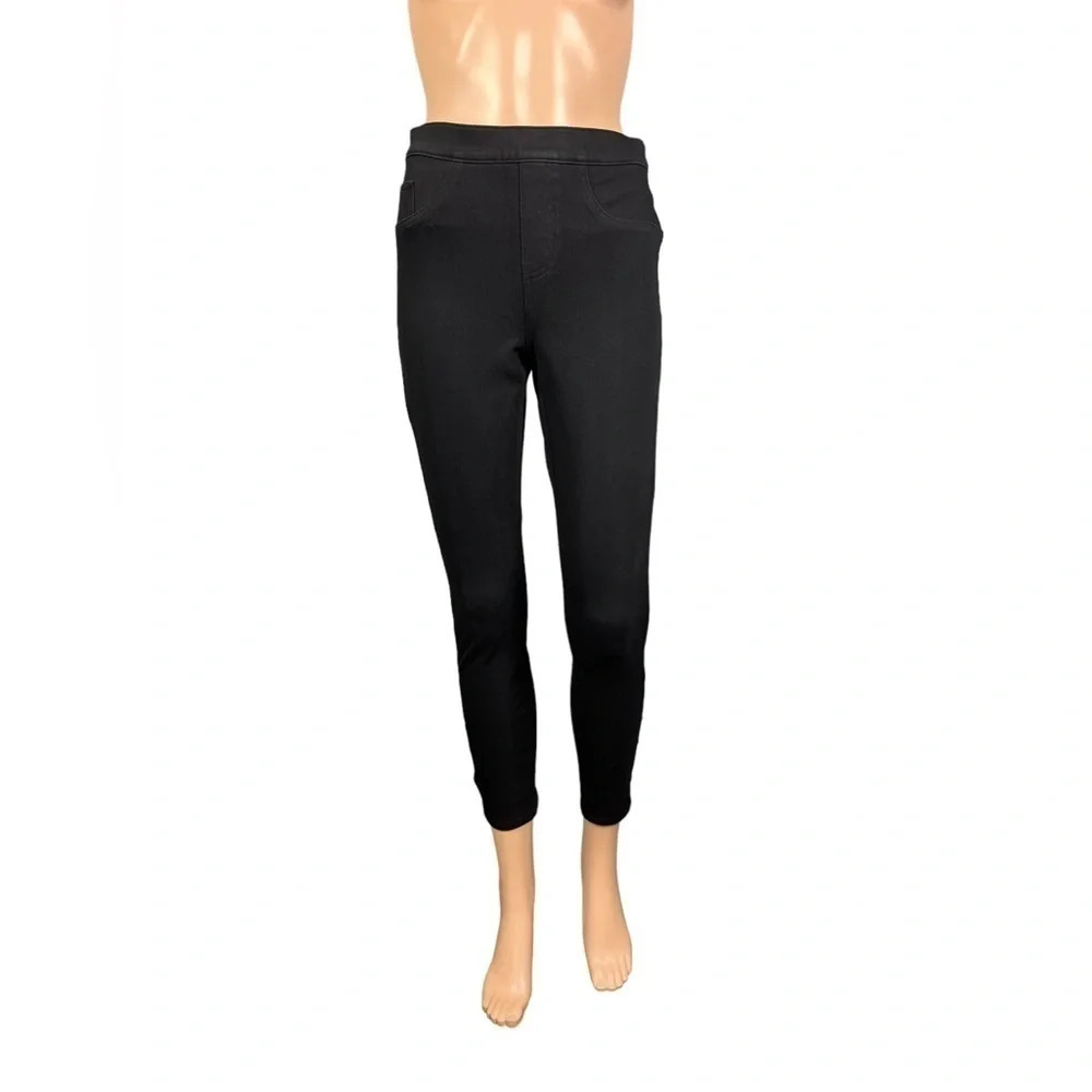 Spanx Womens High Rise Crop Dressy Pull On Pants Size Small Black Back Pockets